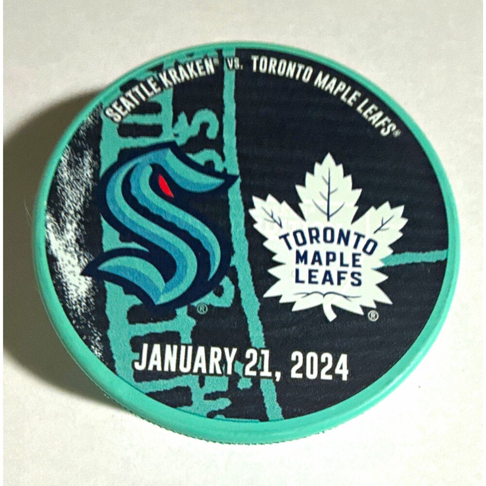 Seattle Kraken Limited Edition NHL Puck vs Maple Leafs 1/21/2024